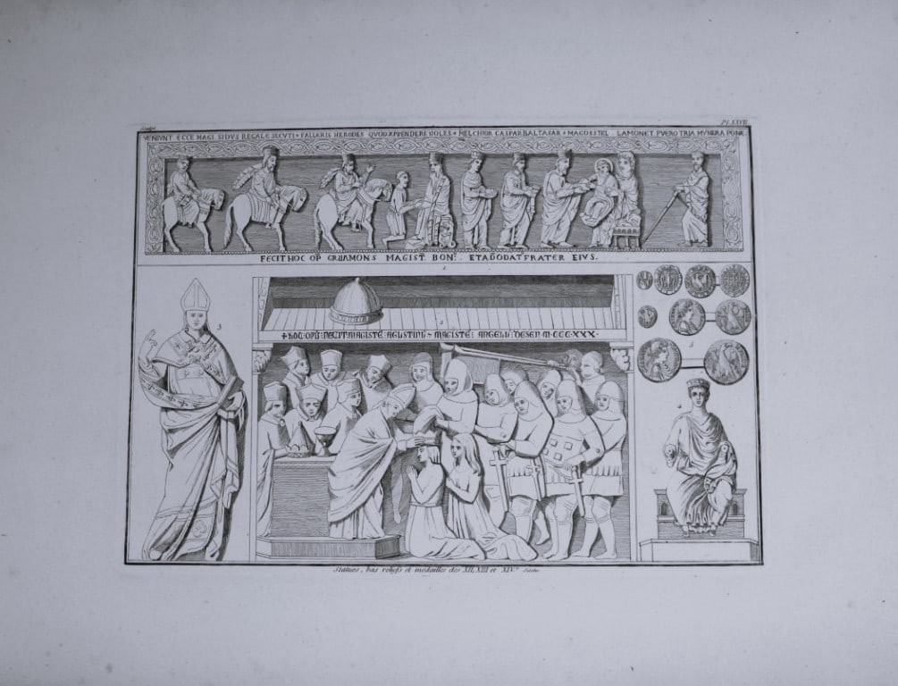 Seroux D'Agincourt - Original engraving of ancient monuments 1823: This engraving is from Histoire de l'art par les monumens, depuis sa decadence au IVe siecle jusqu'a son renouvellement au XIVe by Jean Baptiste Louis Georges Seroux d'Agincourt,Issued in 24 parts, 18