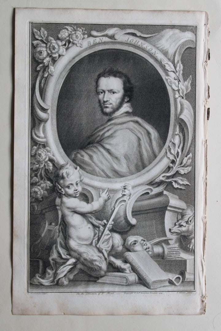 Jacobus Houbraken - Rare engraving of Ben Johnson 1747: This engraving is from The Heads of Illustrious Persons of Great Britain by Thomas Birch. Printed by John Knapton 1747, London. The engravings were by Jacobus Houbraken and George Vertue after Holbein
