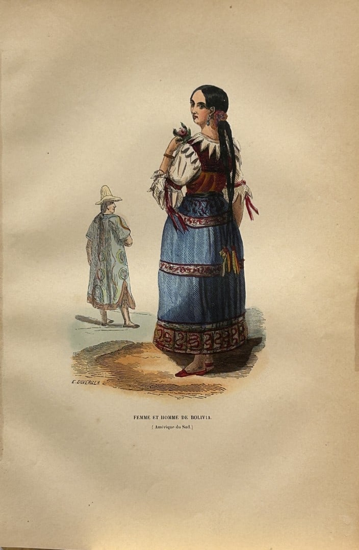 Auguste Wahlen - Woodcut engraving of Woman from Bolivia 1844 (1 of 1)