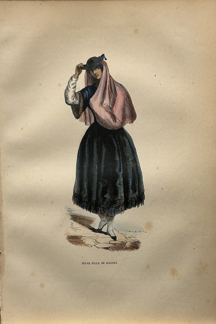 Auguste Wahlen - Woodcut engraving of Young girl from Bogota 1844 (1 of 1)