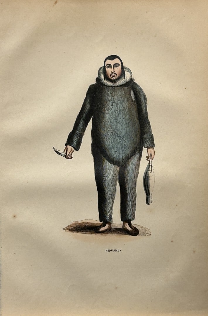 Auguste Wahlen - Woodcut engraving of Eskimo 1844 (1 of 1)