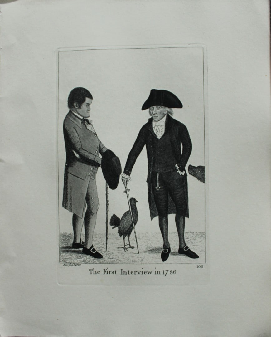 John Kay - 2 etchings of Scottish characters 1877: These engravings are from A Series of Original Portraits and Caricature Etchings by John Kay. Published by Adam and Charles Black, Edinburgh, 1877. Kay was a caricaturist, engraver and miniature paint