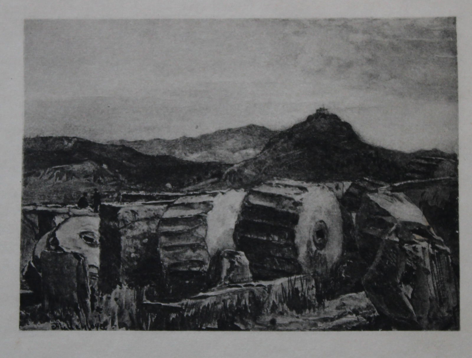 John Fulleylove 1897 - Etching of Fallen Columns of the Parthenon: This superb etching is from Pictures of Classic Greek Landscapes and Architecture by John Fulleylove RI. Published by JM Dent & Co, London 1897.John Fulleylove (1845 ? 1908) was an English landscape a