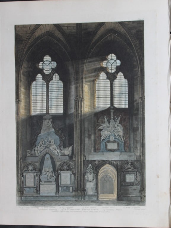 A Pugin - 4th and 5th Windows in Westminster Abbey engraved by FC Lewis 1812: This aquatint print is from The History of the Abbey Church of St. Peter's Westminster, Its Antiquities and Monuments by Rudolph Ackermann and William Combe, published in London 1812.One of the quinte