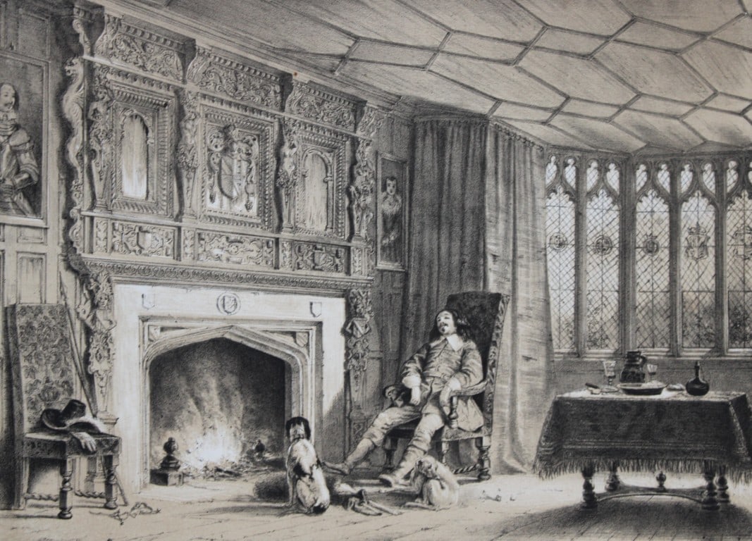 Nash J - Lithograph of Southam in Gloucestershire 1869: This lithograph of Southam in Gloucestershire is from The Mansions of England in the Olden Time by Joseph Nash. Printed by M & N Hanhart and published by Henry Sotheran & Co., London, in four parts fr