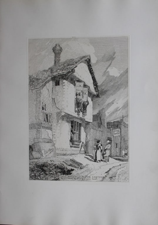 John Sell Cotman - Old College House, Conway, North Wales 1838: Specimens of Architectural Remains in the Counties of York, Cambridge, Suffolk, Lincoln, Essex and North Wales by John Sell Cotman. Published in London by HG Bohn in 1838A series of etchings illustrat