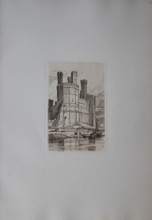 John Sell Cotman - Caernarvon Castle, North Wales from Liber Studiorum 1838: Liber Studiorum by John Sell Cotman. Published in London by HG Bohn in 1838This soft-ground etching is on cream wove paper.John Sell Cotman (1782-1842) was one of the most important artists from the g