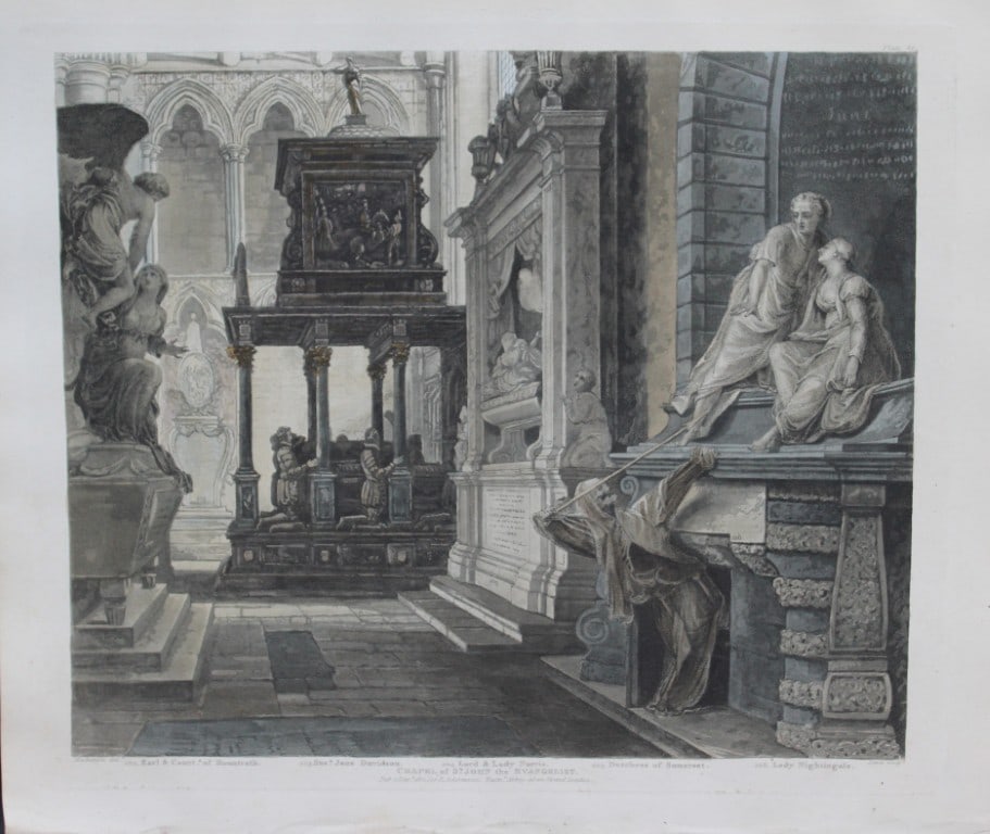 Mackenzie - St John's Chapel in Westminster Abbey by Lewis 1812: This aquatint print is from The History of the Abbey Church of St. Peter's Westminster, Its Antiquities and Monuments by Rudolph Ackermann and William Combe, published in London 1812.One of the quinte