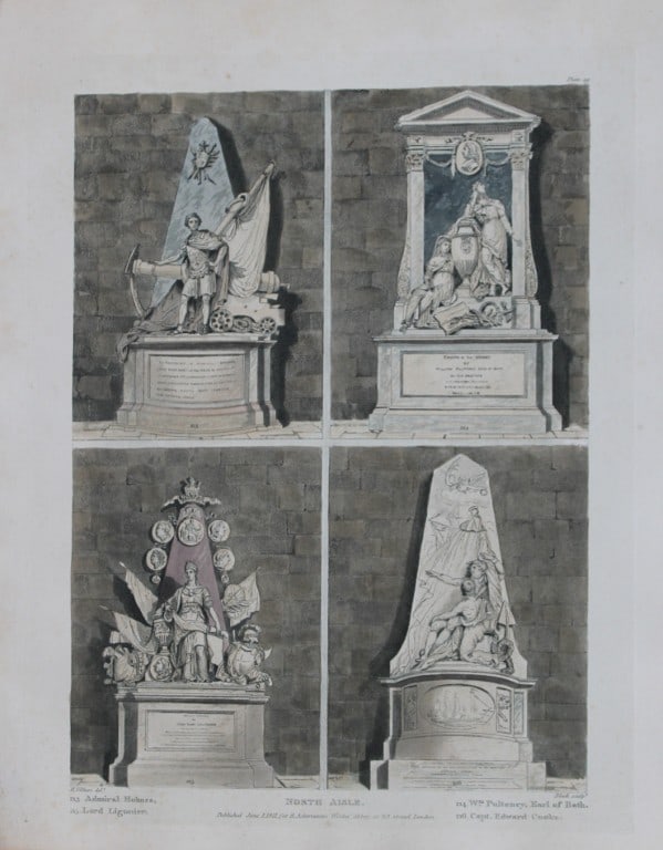 H Villiers - North Aisle in Westminster Abbey engraved by J Bluck 1812: This aquatint print is from The History of the Abbey Church of St. Peter's Westminster, Its Antiquities and Monuments by Rudolph Ackermann and William Combe, published in London 1812.One of the quinte