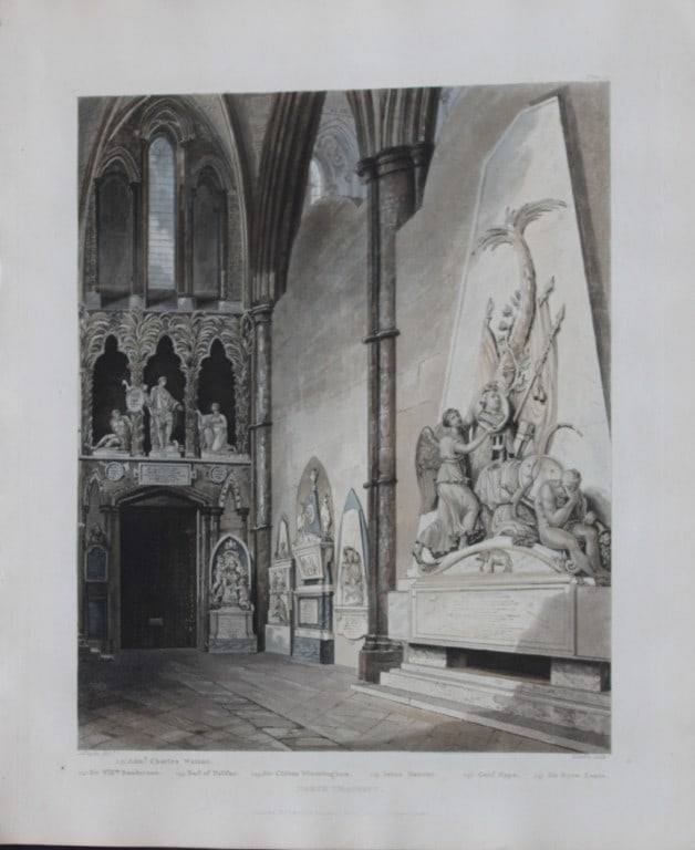 A Pugin - North Transept in Westminster Abbey engraved by J Hamble 1812: This aquatint print is from The History of the Abbey Church of St. Peter's Westminster, Its Antiquities and Monuments by Rudolph Ackermann and William Combe, published in London 1812.One of the quinte