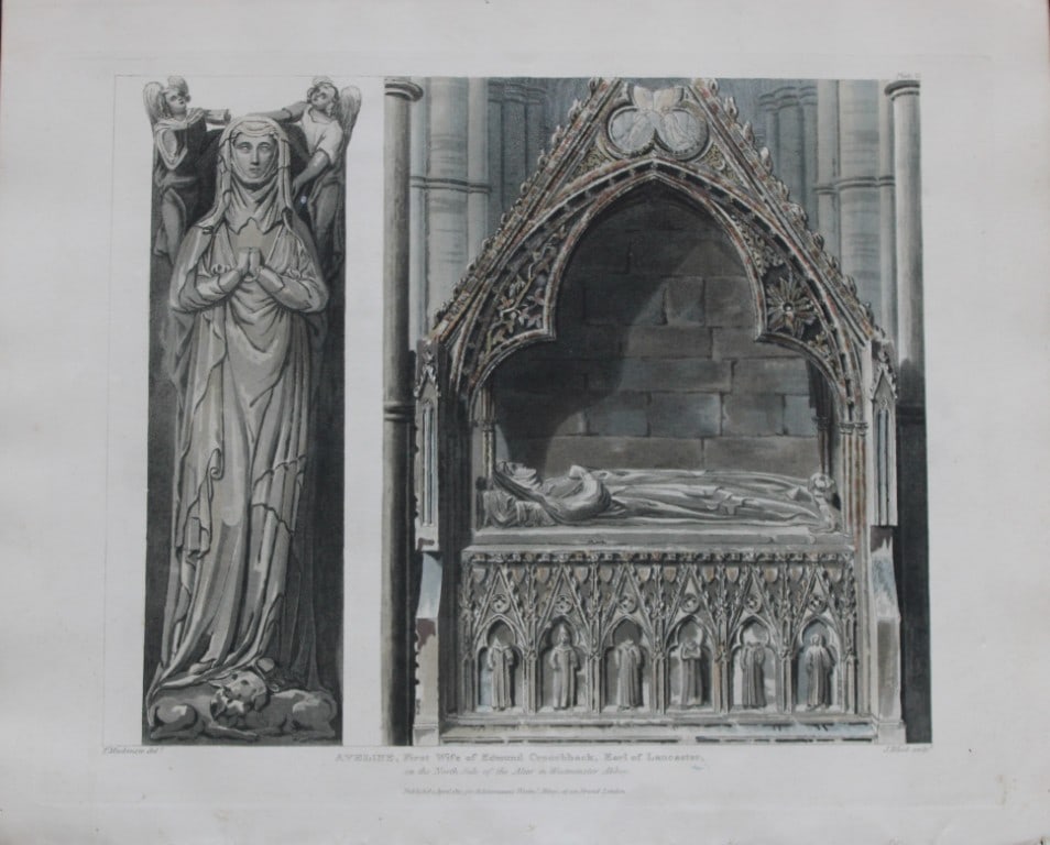 Mackenzie - Aveline in Westminster Abbey by J Bluck 1812: This aquatint print is from The History of the Abbey Church of St. Peter's Westminster, Its Antiquities and Monuments by Rudolph Ackermann and William Combe, published in London 1812.One of the quinte