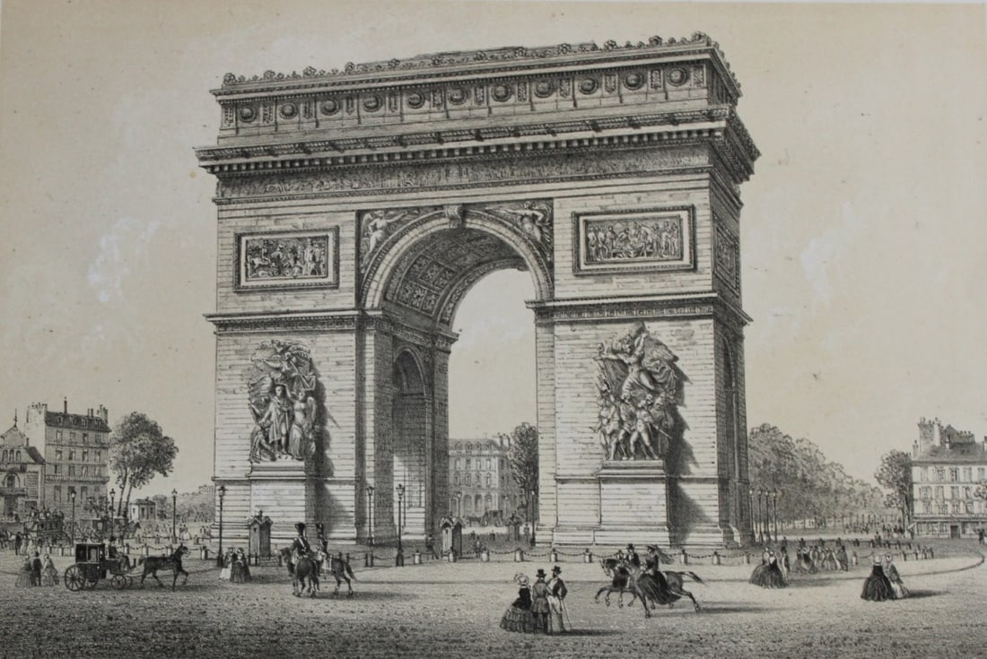 Charles Riviere - Arc de Triumphe de l'Etoile 1867: This chromolithograph by Charles Riviere is from Paris d'apr?s la photographie by Maison Martin. Published by Michel and printed by Becquet Freres Paris 1867.Rivi?re based his very accurate drawings o