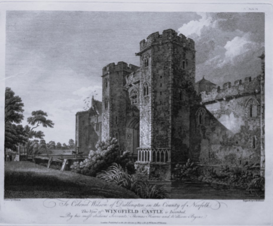 Thomas Hearne - Wingfield Castle Suffolk 1786: This antique copper engraving was published in The Antiquities of Great Britain, illustrated in Views of Monasteries, Castles, and Churches now existing. Printed by James Phillips, London and publishe