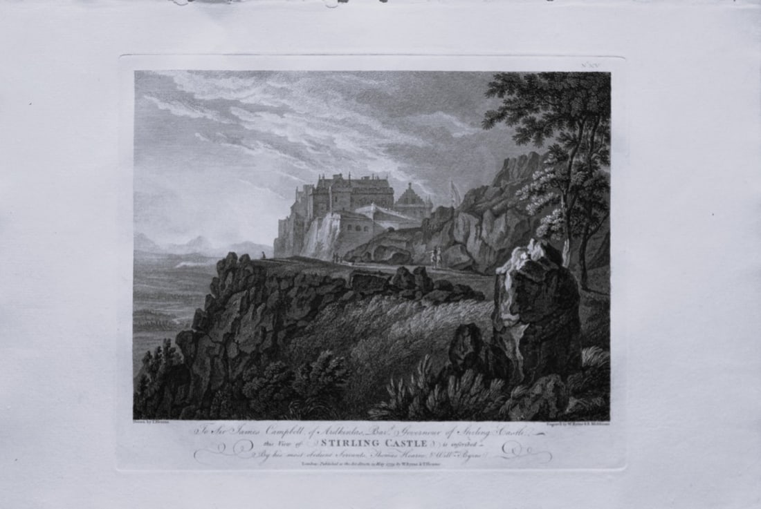 Thomas Hearne - Stirling Castle Stirlingshire 1786: This antique copper engraving was published in The Antiquities of Great Britain, illustrated in Views of Monasteries, Castles, and Churches now existing. Printed by James Phillips, London and publishe