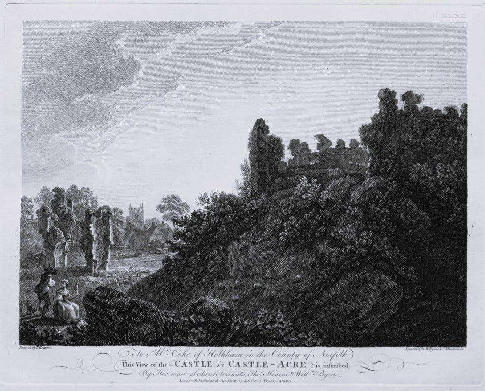 Thomas Hearne - Castle-Acre Castle Norfolk 1786: This antique copper engraving was published in The Antiquities of Great Britain, illustrated in Views of Monasteries, Castles, and Churches now existing. Printed by James Phillips, London and publishe