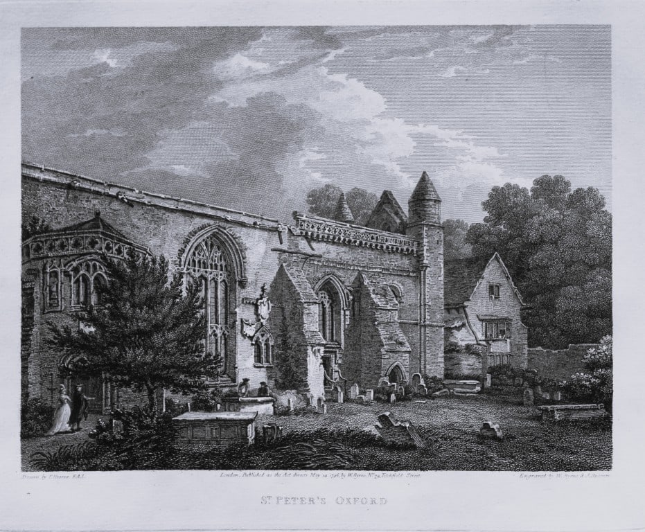 Thomas Hearne - St Peter?s Church in the East Oxford 1786: This antique copper engraving was published in The Antiquities of Great Britain, illustrated in Views of Monasteries, Castles, and Churches now existing. Printed by James Phillips, London and publishe