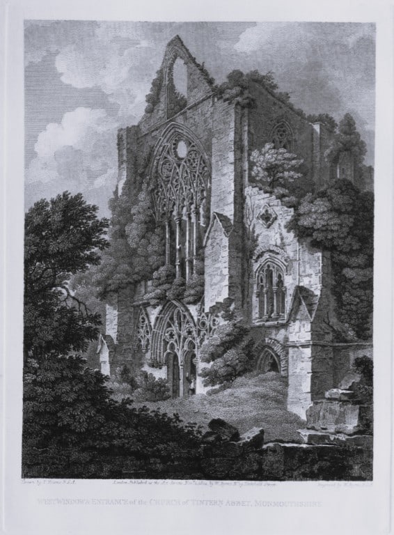 Thomas Hearne - Tintern Abbey, Monmouthshire 1786: This antique copper engraving was published in The Antiquities of Great Britain, illustrated in Views of Monasteries, Castles, and Churches now existing. Printed by James Phillips, London and publishe