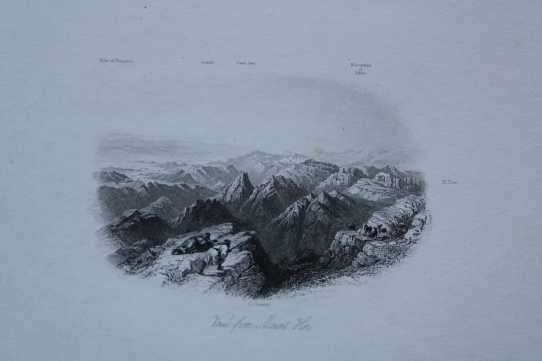 WH Bartlett - Mount Hor engraved by C Cousens 1838: This engraving of the View from Mount Hor is by C Cousens after WH Bartlett 1838.Size: 6.5in x 9.5in (16.5cm x 24.5cm)
