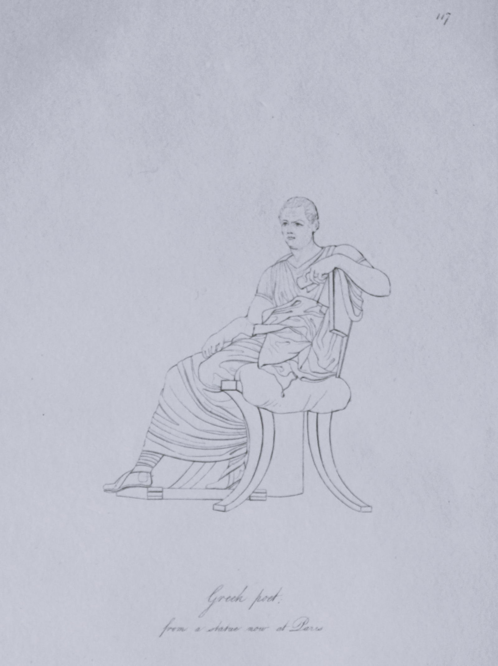 Thomas Hope - Greek poet 1812: This engraved plate is from Costume of the Ancients by Thomas Hope Printed by W Bulmer and Co, London 1812.Size 11.5in x 9.25in