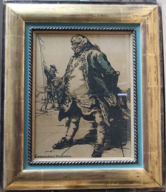 William Nicholson - Coomodore Trunnion lithograph 1900: Original lithograph from Characters of Romance by Sir William Nicholson. Published by R.H. Russell, New York, 1900.Size: 20in x 16in (51cm x 41cm) excluding the frame