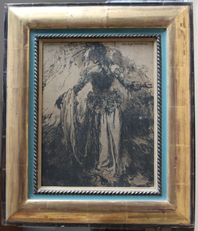 William Nicholson - Madge Wildfire lithograph 1900: Original lithograph from Characters of Romance by Sir William Nicholson. Published by R.H. Russell, New York, 1900.Size: 20in x 16in (51cm x 41cm) excluding the frame