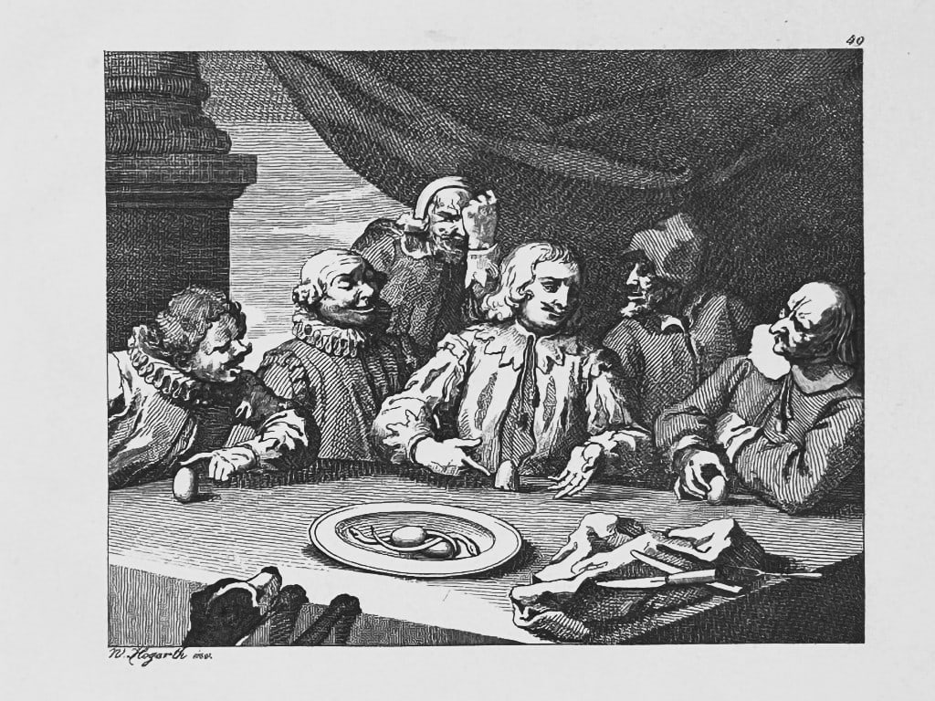 W Hogarth - 2 engravings of Columbus and The Politicain by Riepenhausen 1820 (1 of 4)