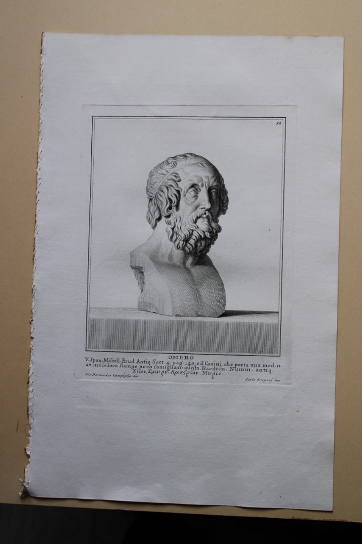 Giovanni Campiglia- Bust of Massinissa Re De Numidi 2 by Carlo Gregori 1741: This engraving is from Del Museo Capitolino, Tomo I, Contente Immagi D'vomini illusti by Giovanni Bottari. Rome: si vente alla Calcografia Cambrale al Piede di Marmo 1741, Title translates as: Of the 