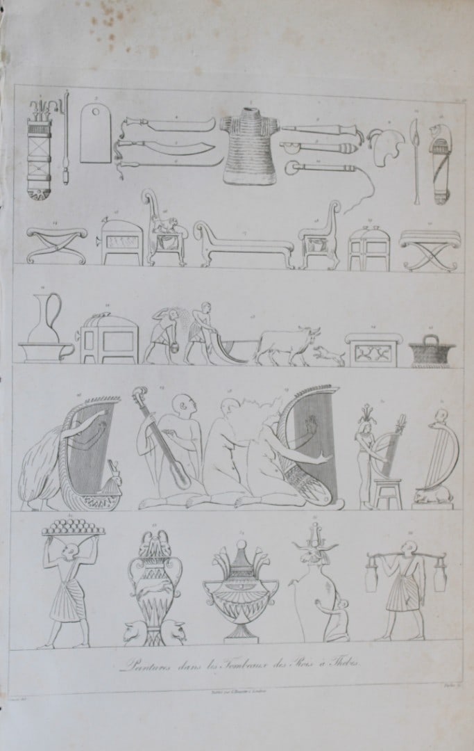 Tombeaux de Rois a Thebes by Vivant Denon 1807: This is plate 55 from the Voyage dans la Basse et la Haute-Egypte pendant les campagnes du General Bonaparte by Dominique Vivant Denon. Published by Samuel Bagster, London 1807.The first member of the