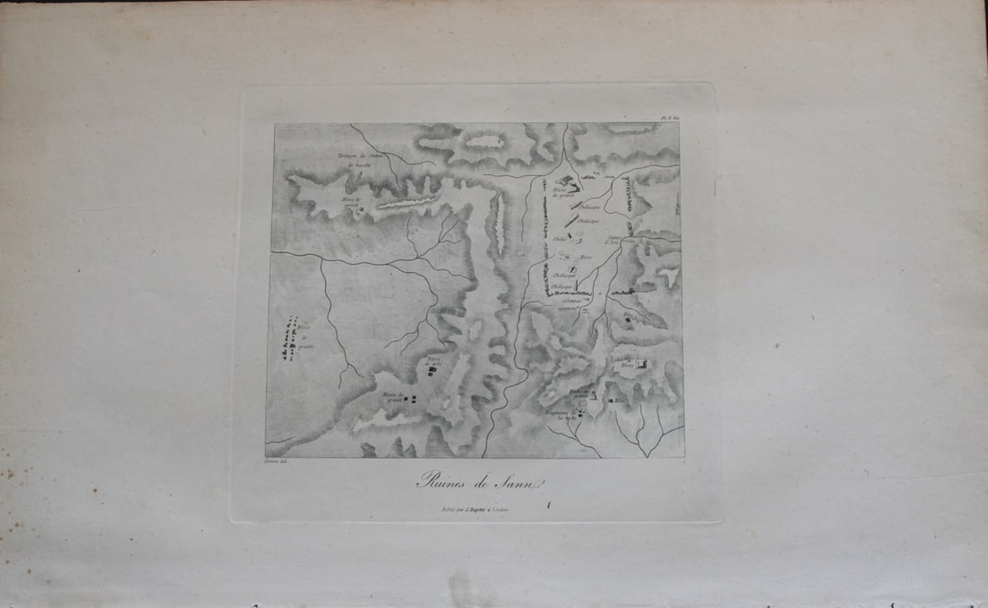 Riunes de Sann by Vivant Denon 1807: This is plate 5 bis from the Voyage dans la Basse et la Haute-Egypte pendant les campagnes du General Bonaparte by Dominique Vivant Denon. Published by Samuel Bagster, London 1807.The first member of 