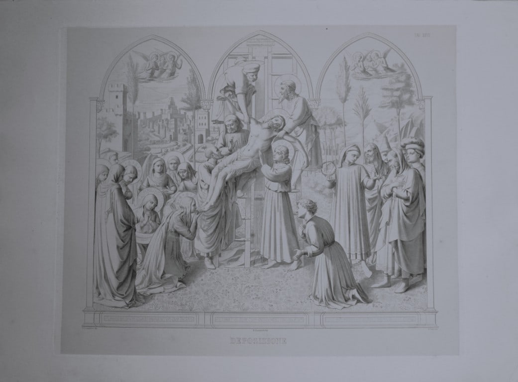 B. Giovanni Angelico - Engraving of the frescoes in San Marco, Florence 1853: This engraving is from San Marco, Convento dei Padri Predicatori in Firenze, illustrato e inciso principalmente nei dipinti del B. Giovanni Angelico, con la Vita dello stesso pittore, e un sunto stori