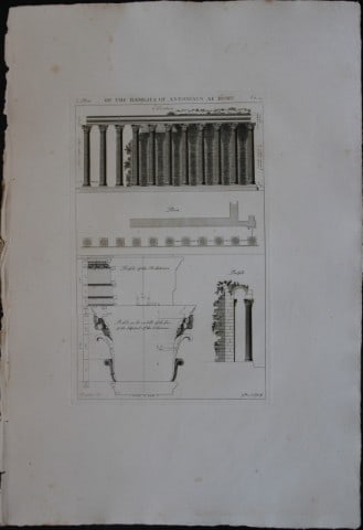 A Desgodetz - Engraving of the Basilica of Antonius at Rome 1771 (1 of 2)