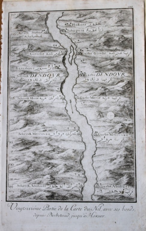 Capt F Norden - 4 engravings of the course of the Nile 1792: These copperplate engraving are from The Antiquities, Natural History, Ruins and Other Curiosities of Egypt, Nubia and Thebes by Frederic Lewis (or Ludvig) Norden. Printed for Edward Jeffreys, London 