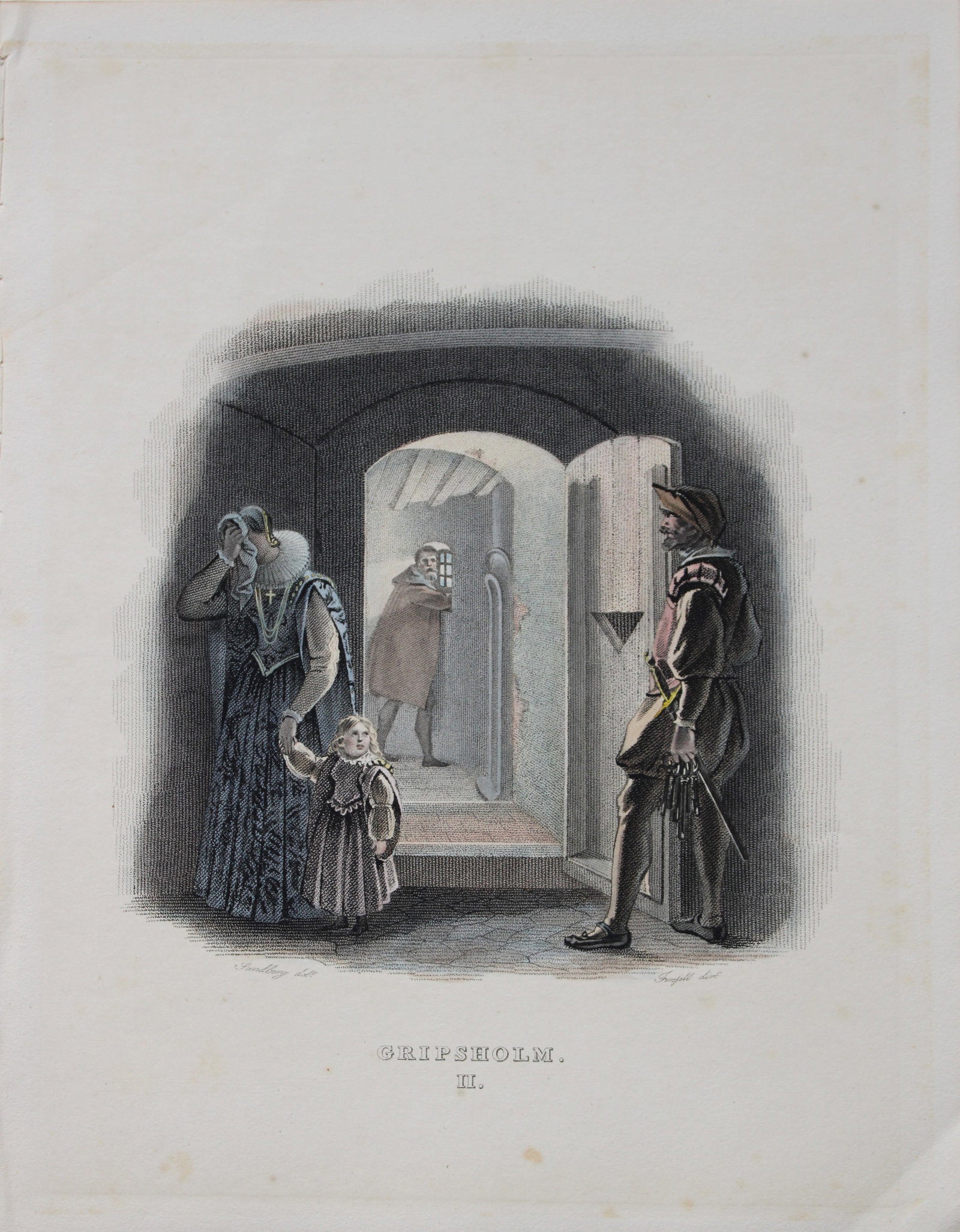 Forssell and Sandberg - Hand coloured lithograph of Gripsholm folk, Sweden by Forssell 1836 (1 of 1)