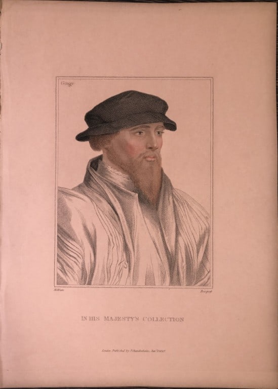Hans Holbein - Portrait of Sir John Gage 1812: This stipple engraving is from Portraits of Illustrious Personages of the Court of Henry VIII: Engraved in Imitation of the Original Drawings of Hans Holbein, in the Collection of His Majesty. With a 