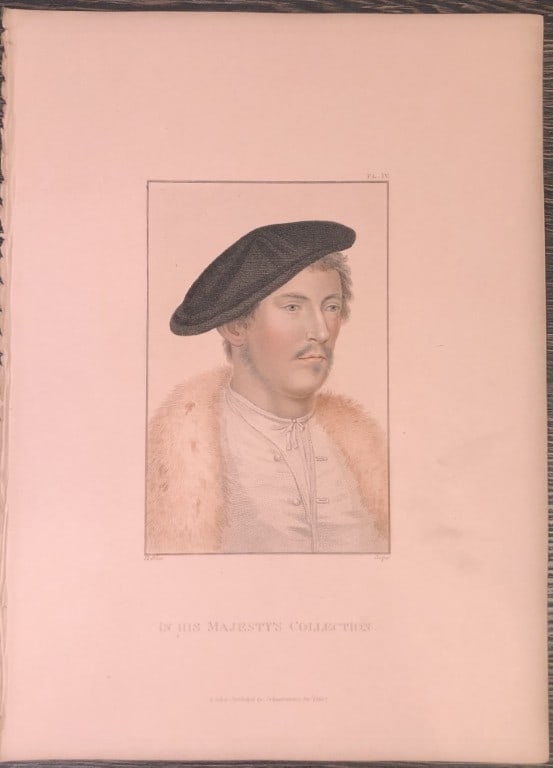 Hans Holbein - Portrait of Unknown Gentleman 1812: This stipple engraving is from Portraits of Illustrious Personages of the Court of Henry VIII: Engraved in Imitation of the Original Drawings of Hans Holbein, in the Collection of His Majesty. With a 