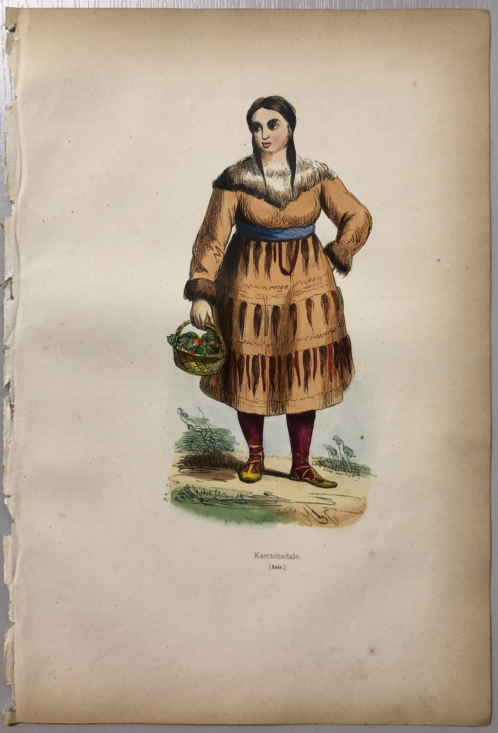 Auguste Wahlen - Woodcut engraving of Kamchadal lady 1843 (1 of 1)