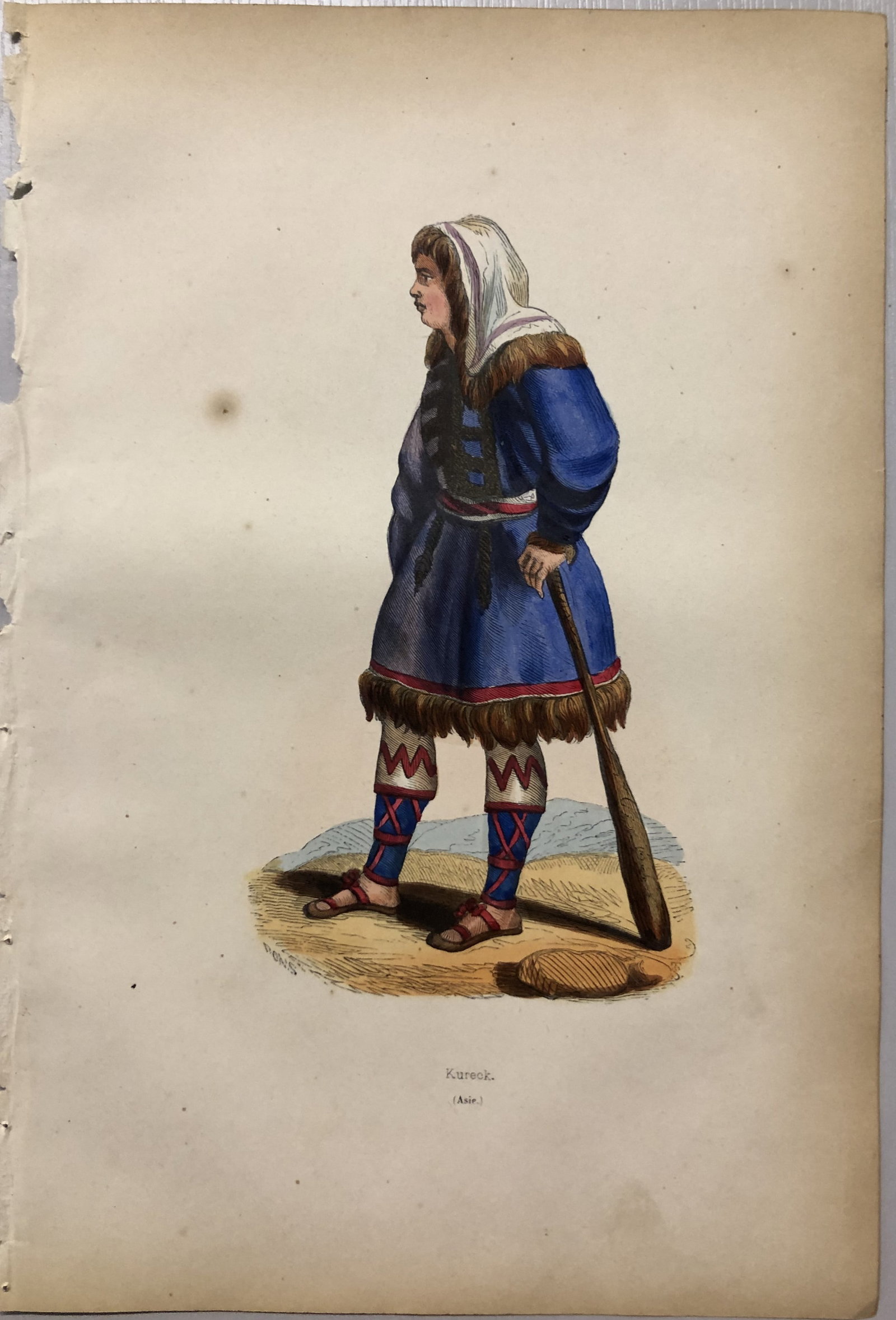 Auguste Wahlen - Woodcut engraving of Korek 1843: This hand-coloured woodcut engraving is from the Asian volume of Moeurs, Usages et costumes de tous les peuples du monde, d'apr?s des documents authentiques et les voyages les plus r?cents by Auguste 