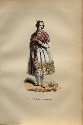 Auguste Wahlen - Woodcut engraving of Young girl from Concepcion 1844 (1 of 1)