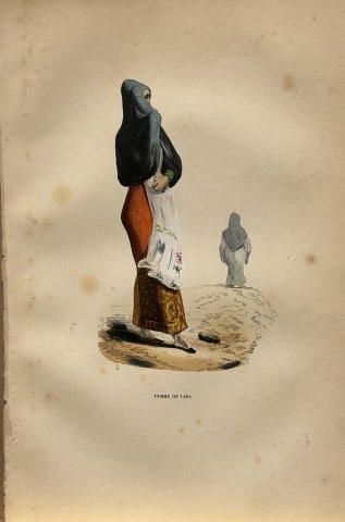 Auguste Wahlen - Woodcut engraving of Woman from Lima 1844 (1 of 1)