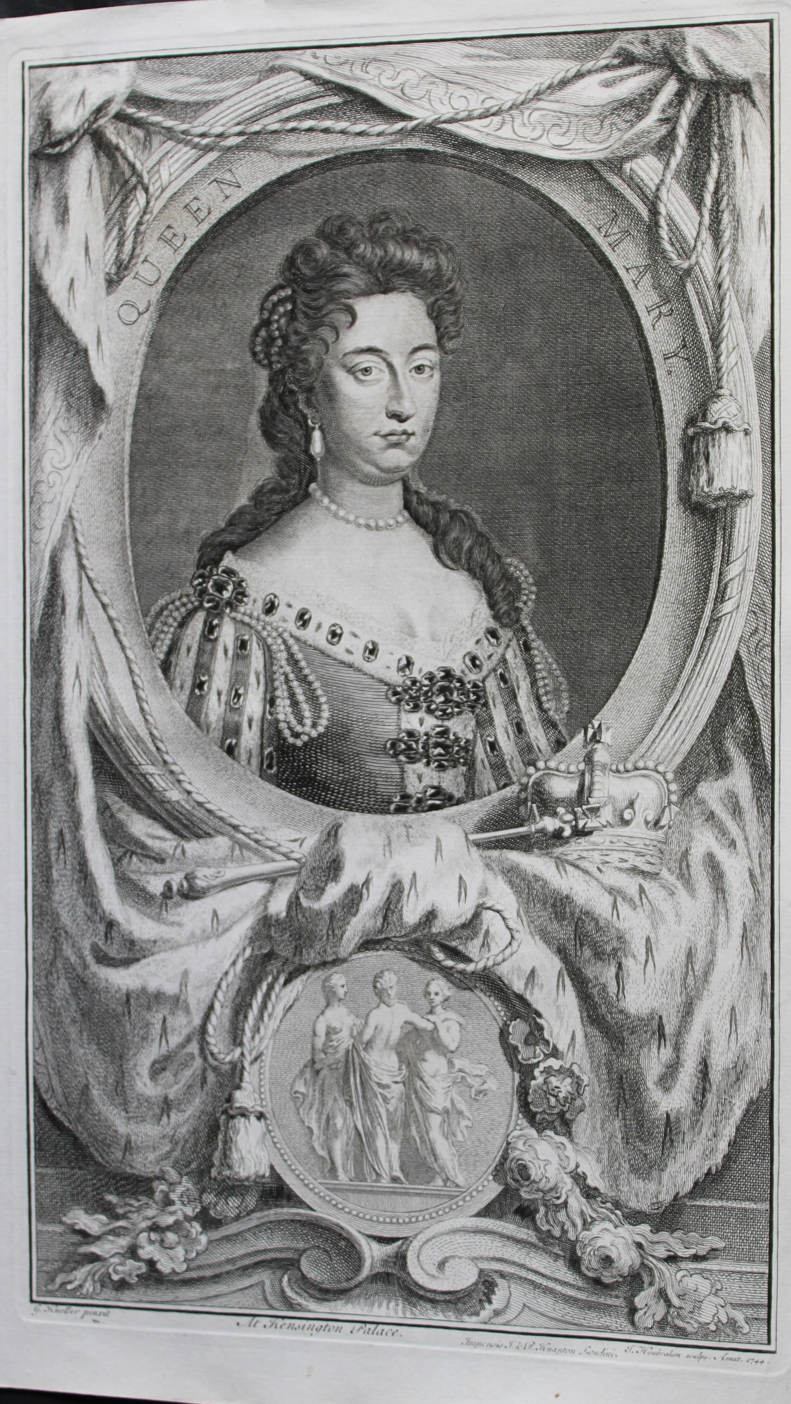 Jacobus Houbraken - Rare engraving of Queen Mary 1747: This engraving is from The Heads of Illustrious Persons of Great Britain by Thomas Birch. Printed by John Knapton 1747, London. The engravings were by Jacobus Houbraken and George Vertue after Holbein