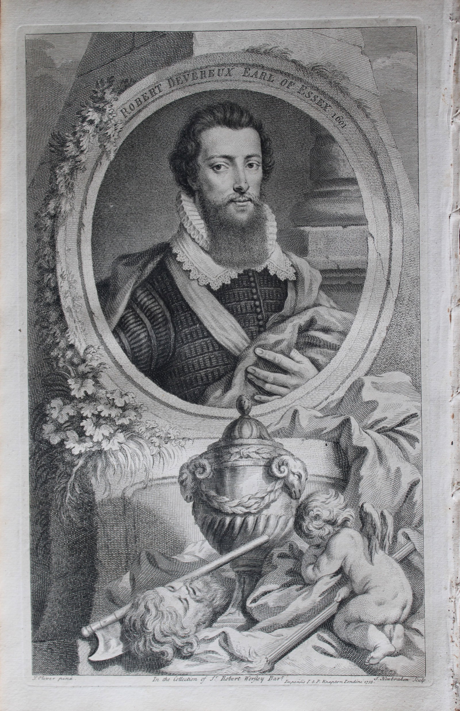Jacobus Houbraken - Rare engraving of Robert Devereux, Earl of Essex 1747: This engraving is from The Heads of Illustrious Persons of Great Britain by Thomas Birch. Printed by John Knapton 1747, London. The engravings were by Jacobus Houbraken and George Vertue after Holbein