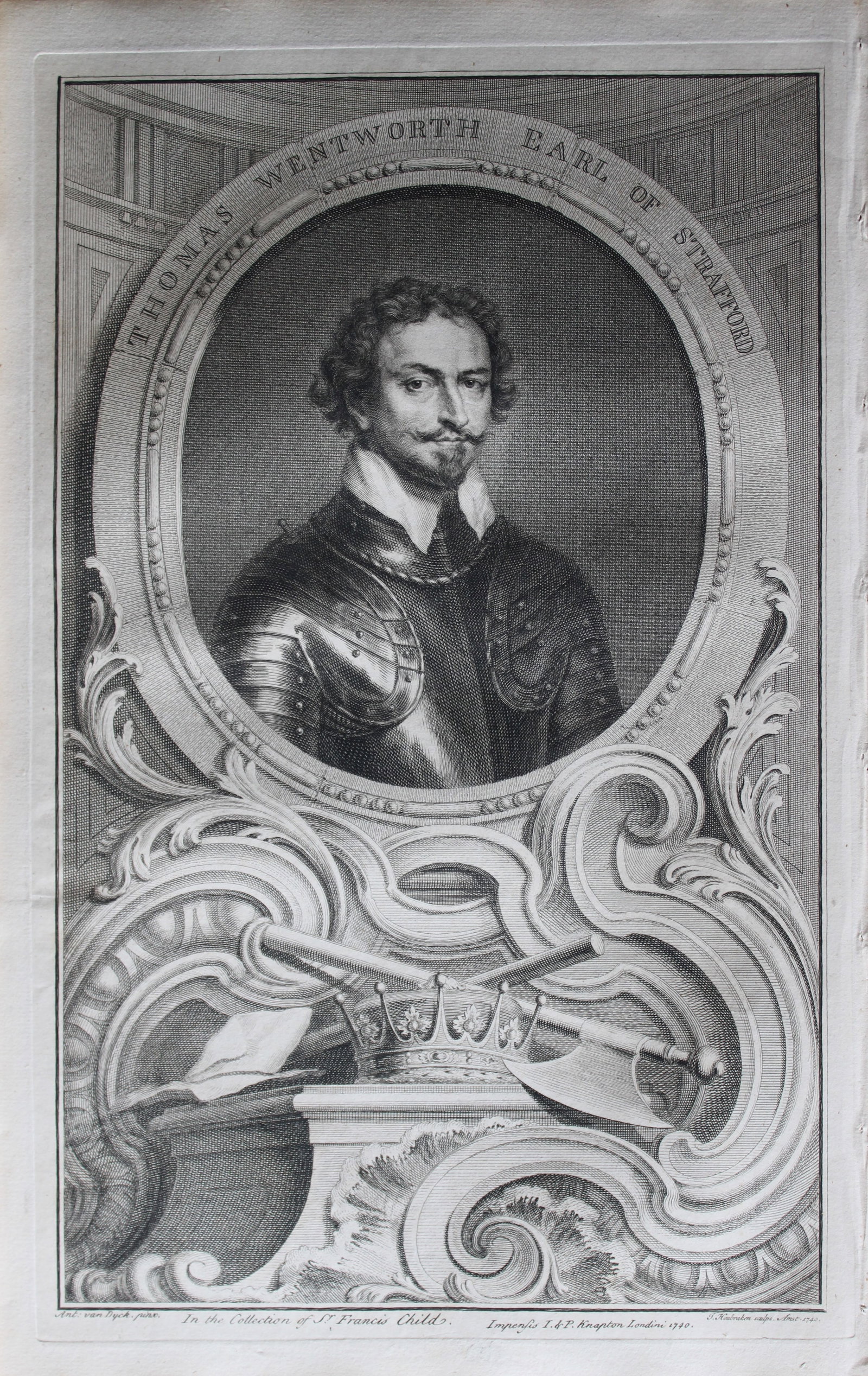 Jacobus Houbraken - Rare engraving of Thomas Wentworth, Earl of Strafford 1747 (1 of 1)