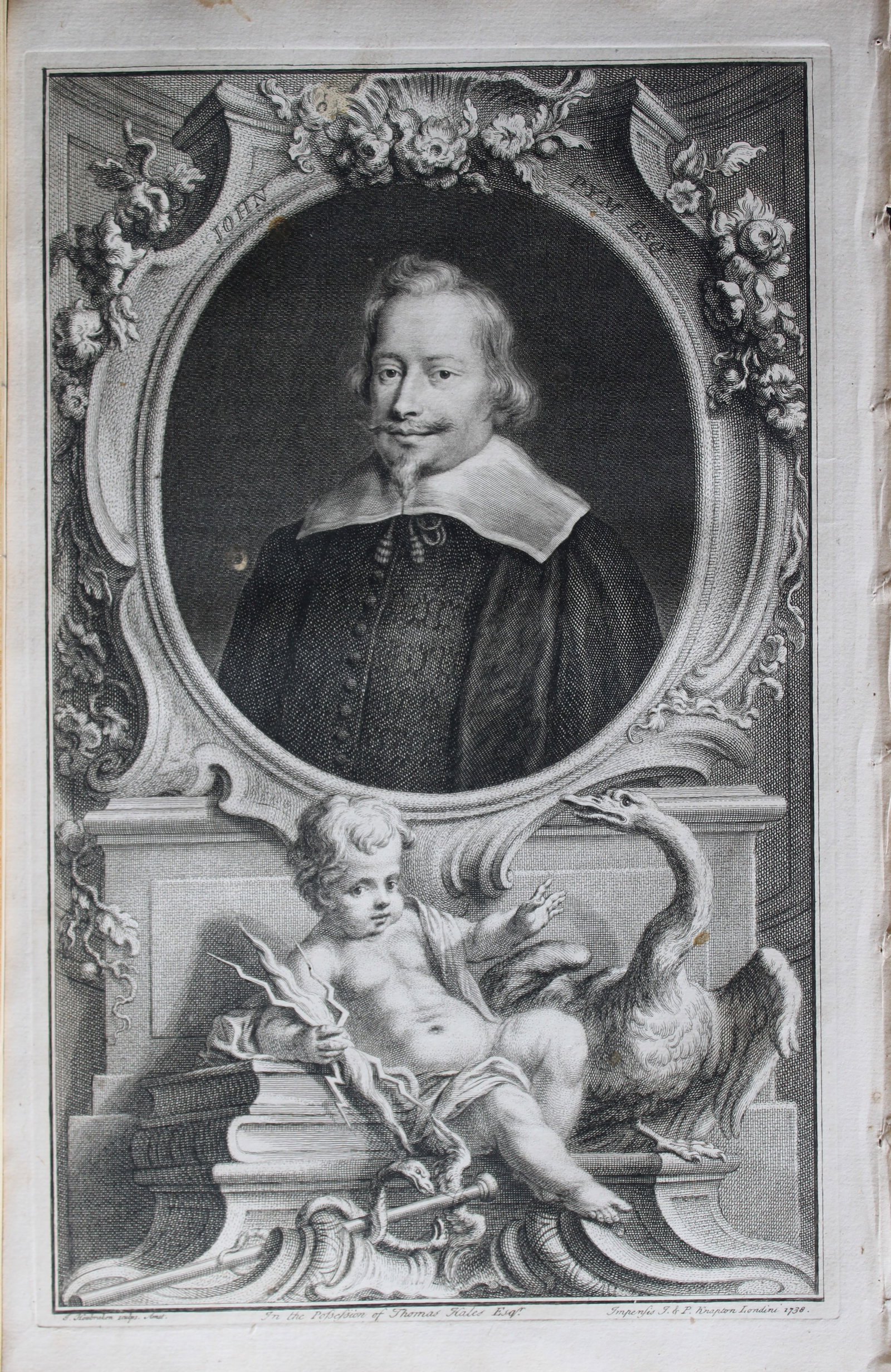 Jacobus Houbraken - Rare engraving of John Pym 1747: This engraving is from The Heads of Illustrious Persons of Great Britain by Thomas Birch. Printed by John Knapton 1747, London. The engravings were by Jacobus Houbraken and George Vertue after Holbein