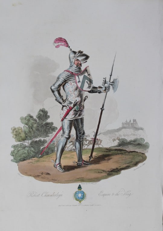 CH Smith - Robert Chaumberleyn Esquire to the King 1814: This hand-coloured aquatint is from Selections of the Ancient Costume of Great Britain and Ireland From the Seventh to the Sixteenth Century by Charles Hamilton Smith. Published in London by William B