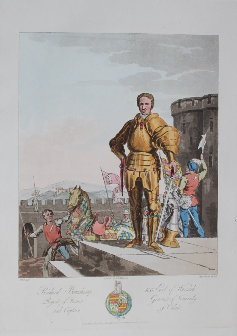 CH Smith - Richard Beauchamp Earl of Warwick 1814: This hand-coloured aquatint is from Selections of the Ancient Costume of Great Britain and Ireland From the Seventh to the Sixteenth Century by Charles Hamilton Smith. Published in London by William B