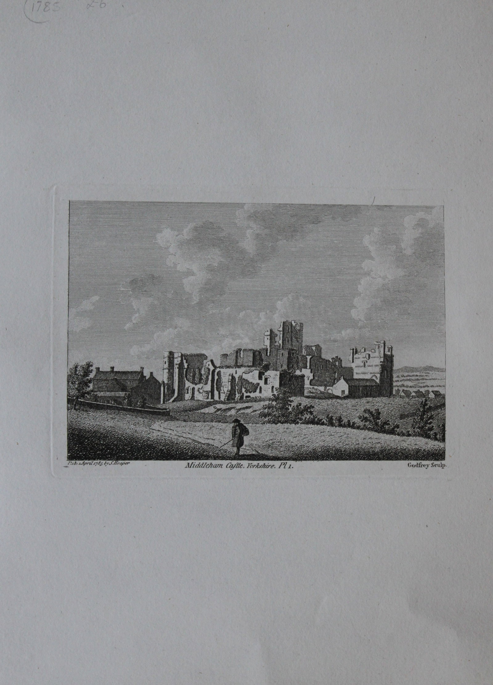 J Godfrey - Engraving of Elgin Cathedral, Scotland c1875 (1 of 2)