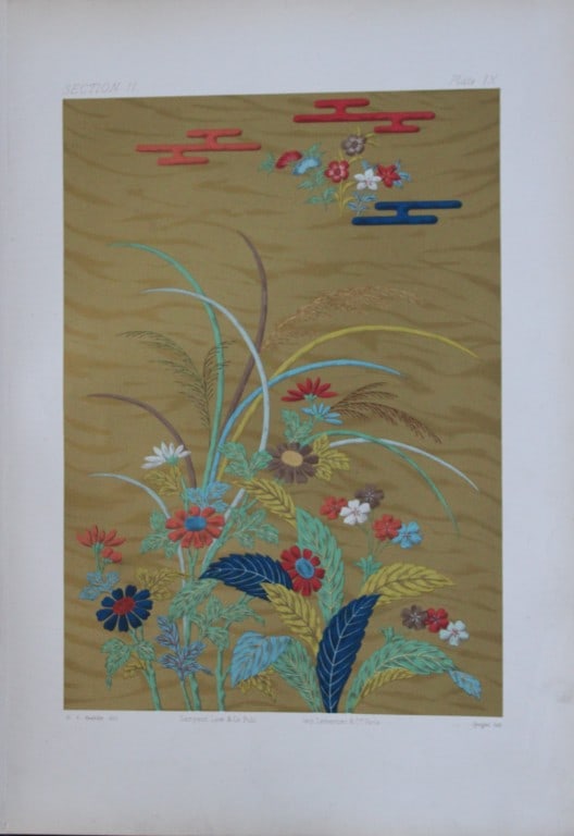 George A Audsley - The Ornamental Arts of Japan 1882: This beautiful chromolithographic print is from The Ornamental Arts of Japan by George Ashdown Audsley. 1st edition, published by Sampson Low, Marston, Searle, & Rivington, London 1882-4, This grand w