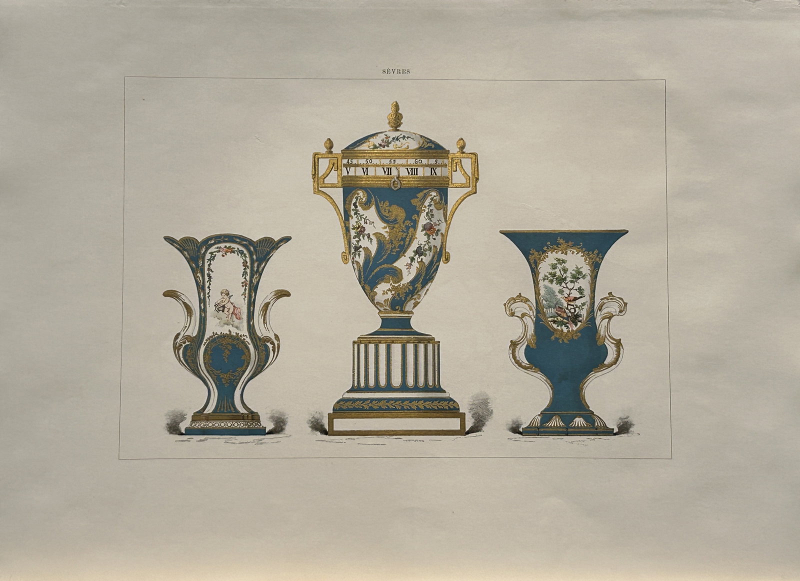 Edouard Garnier - Beautiful print of Soft Porcelain of Sevres 1892: This beautiful chromolithograph is from The Soft Porcelain of S?vres, With An Historical Introduction by Edouard Garnier. Published in London by John C. Nimmo, 1892. Some of the most beautiful and pre