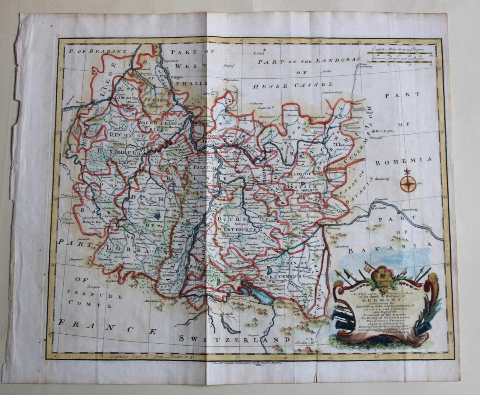 South West Germany by Emanuel Bowen 1744-47 (1 of 2)
