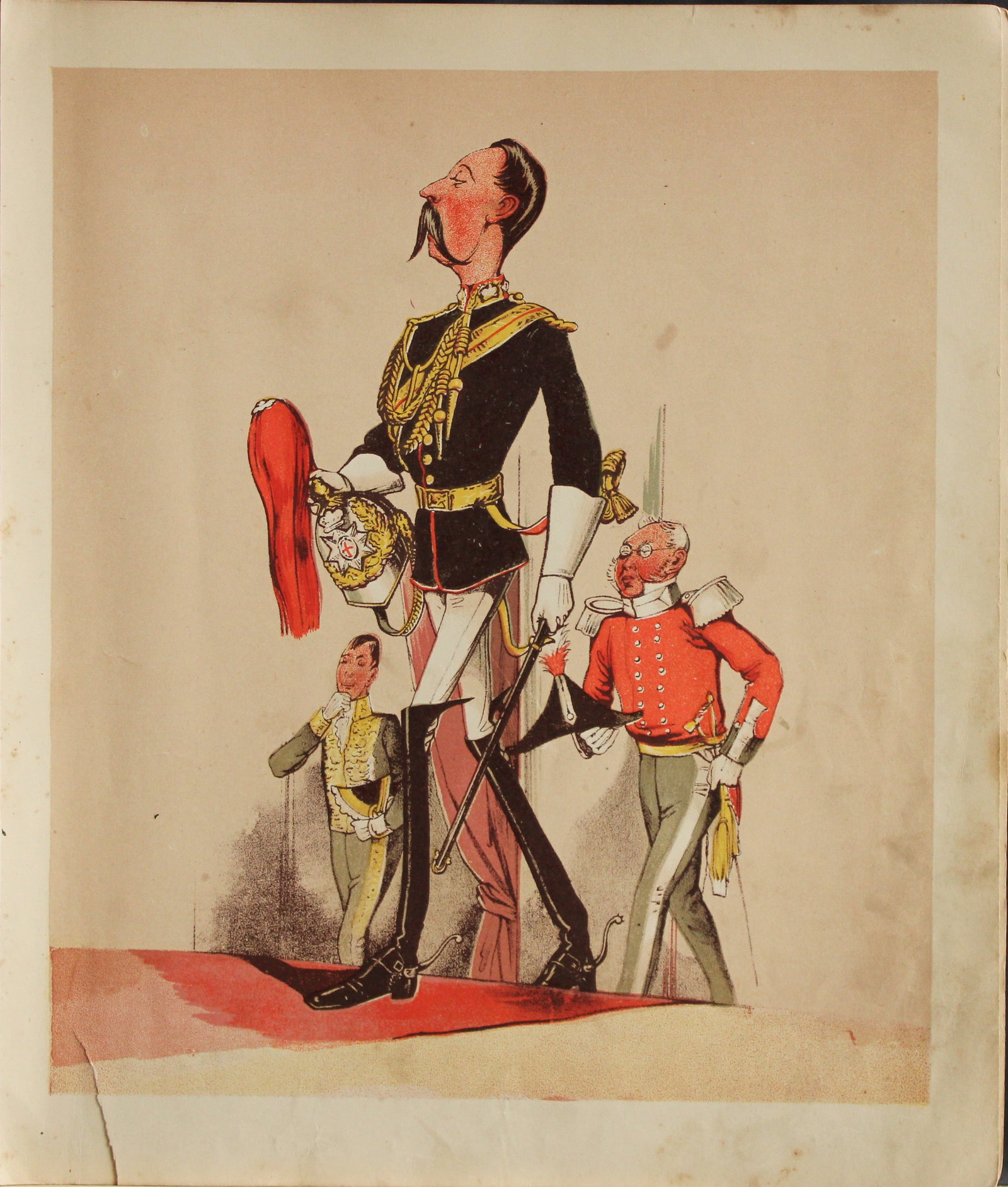Capt. Seccombe - Engraving of The Captain 1870: This engraving is from Army and Navy Drolleries by Captain Seccombe, with alphabetical descriptions, and illustrations from designs by the author, printed in colours by Bronheim.Published by London : 